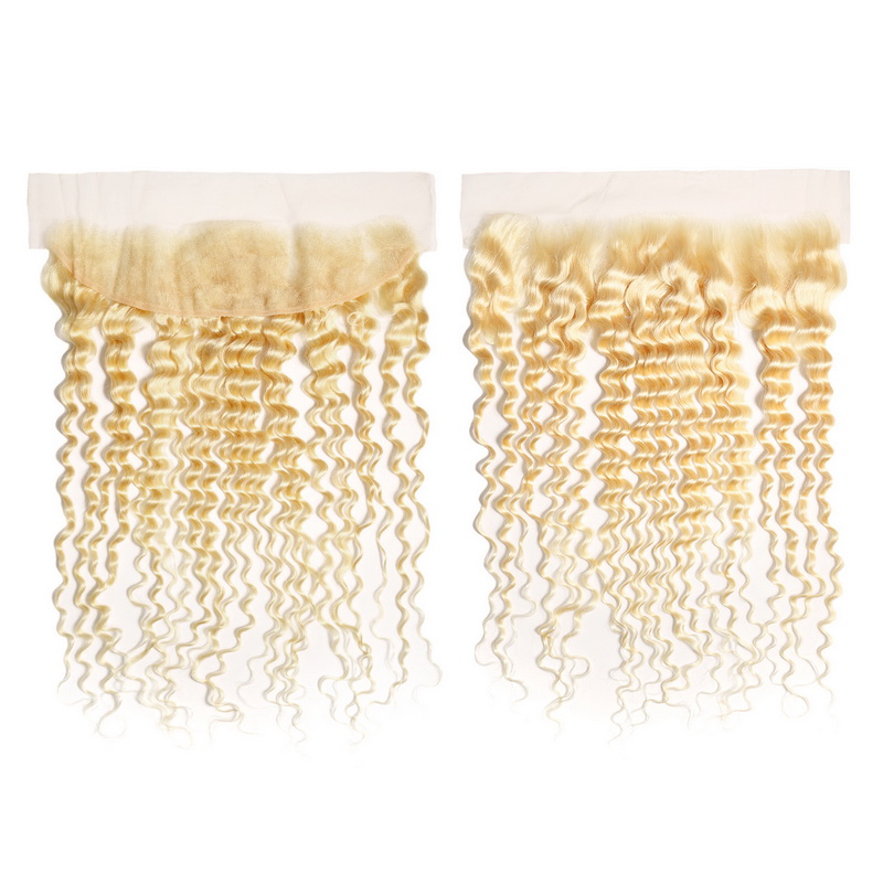 Stema Hair 613 Blonde Color 13x4 Lace Frontal Deep Wave Virgin Hair
